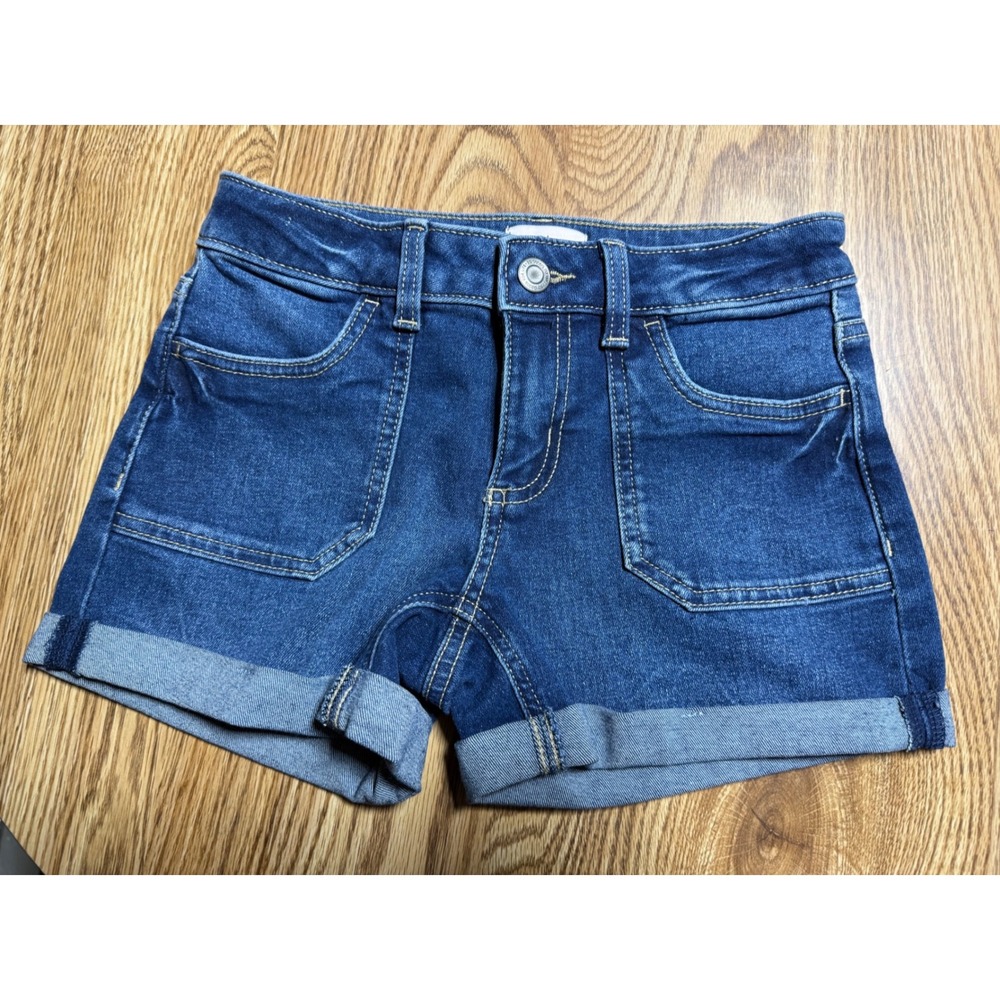 SO Girl Size 10 Denim Jean Shorts Medium Wash Rolled Cuff Adjustable Waist NWOT